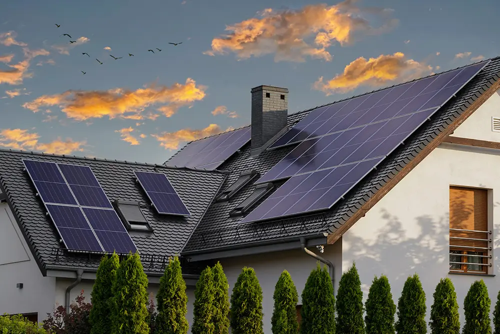 Solar panel installation on an Orlando FL home roof by Global Arch Construction
